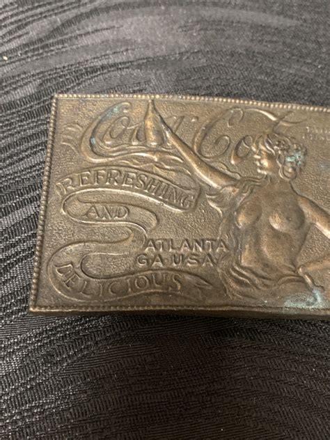 Vtg Coca Cola Coke Logo Nude Woman Brass Metal Belt B Gem