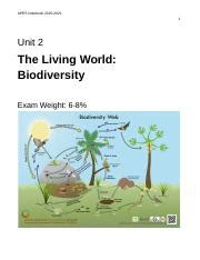 Unit 2 Review Docx APES Notebook 2020 2021 1 Unit 2 The Living World