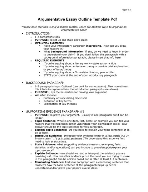 Argumentative Essay Outline Template Outline Workshop Download Printable Pdf Templateroller