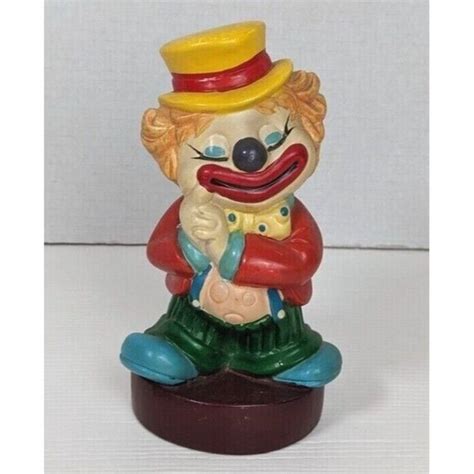 Unbranded Accents Vintage Hard Plastic Clown Piggy Bank Smiling