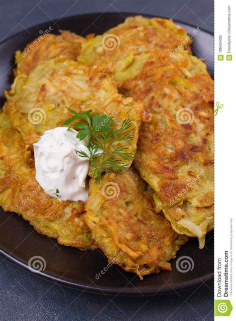 Potato Pancakes Vegetable Fritters Latkes Draniki Stock Image