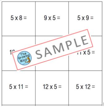 Math Activity Centre Multiplication X5 Times Tables BINGO