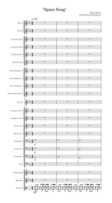 Space Song Beach House Sheet Music For Piano Trombone Tuba Flute And More Instruments