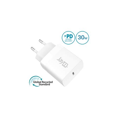 CHARGEUR SECTEUR COMPACT ET RAPIDE USB C 30W PD ET PPS BLANC CERTIFIÉ