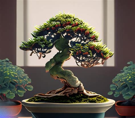 Premium Ai Image Beautiful Potted Bonsai Ornamental Plants For Indoor