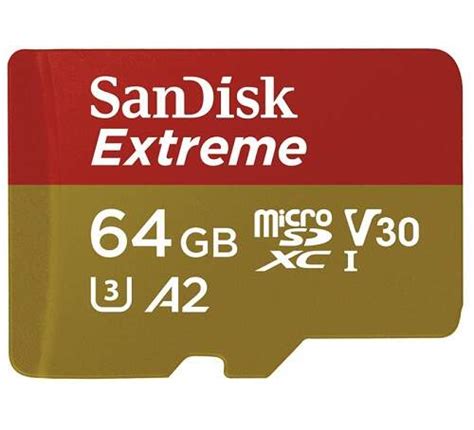 Sandisk Extreme Microsdxc 64 Gb Class 10 V30 A2 Uhs I U3 Sd Adaptér Naysk