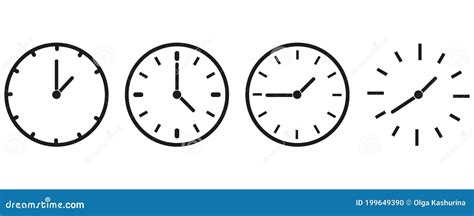 Horizontal Set Of Analog Clock Icon Notifying Each Quarter Minutes