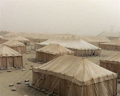 US Marine Corps USMC Tents In Sand Storm At Camp Commando Kuwait