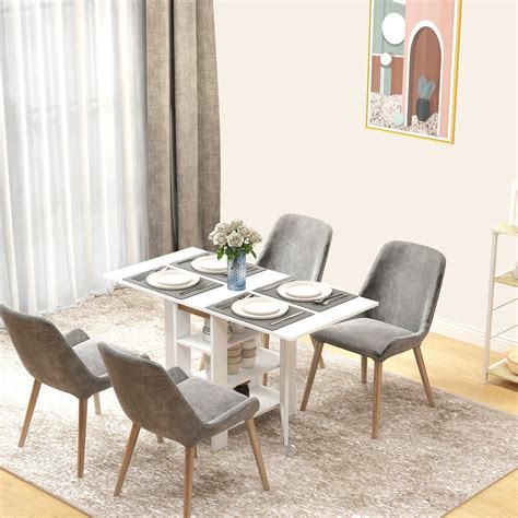 Homcom Mesa Plegable Con Alas Abatibles Mesa De Comedor Plegable Mesa