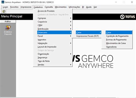 GA TOTVS HOMECENTER LINHA GEMCO CAIXA Como Cadastrar Incluir Um