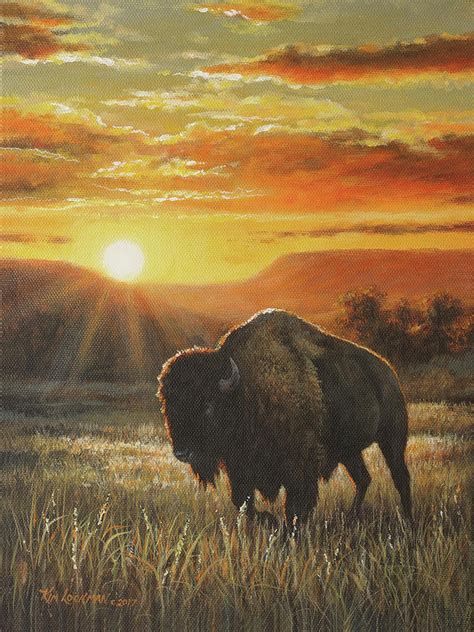 Sunset In Bison Country Painting By Kim Lockman