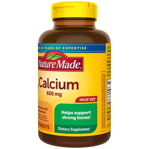 Nature Made Calcium 600 Mg With Vitamin D3 Tablets Dietary Supplement 220 Count