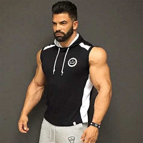 Men Spring Summer Bodybuilding Sleeveless Hoodie Gyms Fitness Cotton