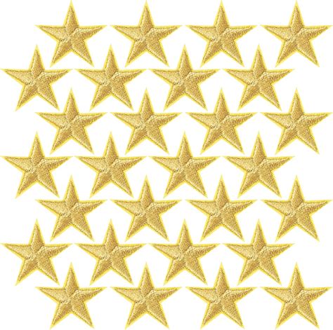 Pagow 30pcs Gold Star Iron On Patch Sew On Star