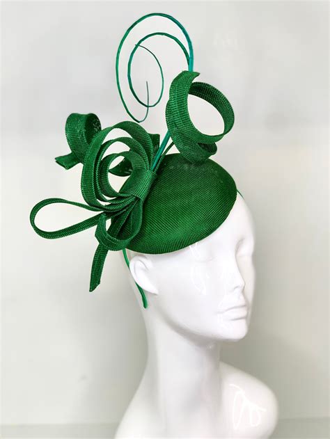 Emerald Green Fascinator Kentucky Derby Hay Womens Hat Tea Etsy