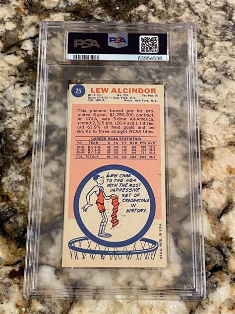 Topps Lew Alcindor Rookie Psa Centered New Label Kareem