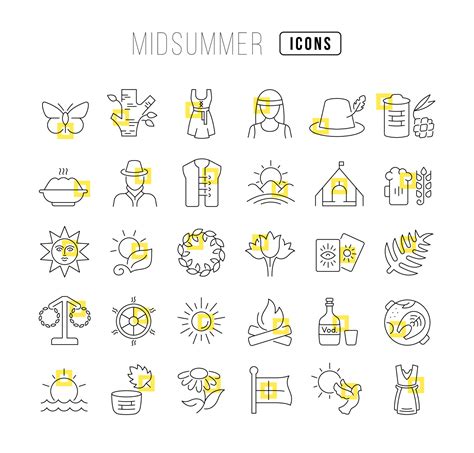 Set Of Linear Icons Of Midsummer 10562716 Vector Art At Vecteezy