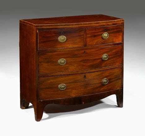 Georgian Bowfront Mahogany And Line Inlaid Chest Of Drawers Early Th