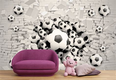 3D Football Pattern Wallpaper for Kids - Magic Decor