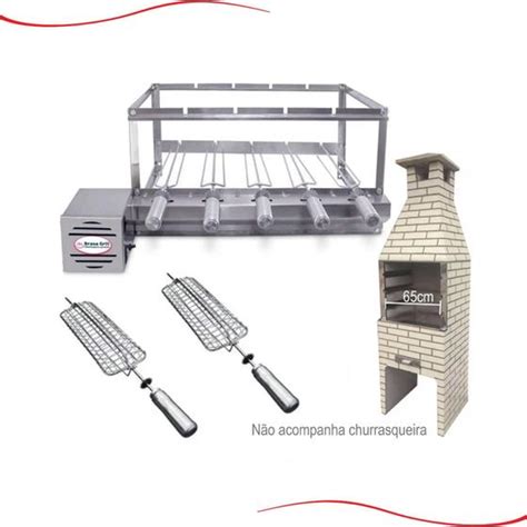 Kit Grill Inox Gira Espetos Para Pr Moldadas Cm Esquerdo