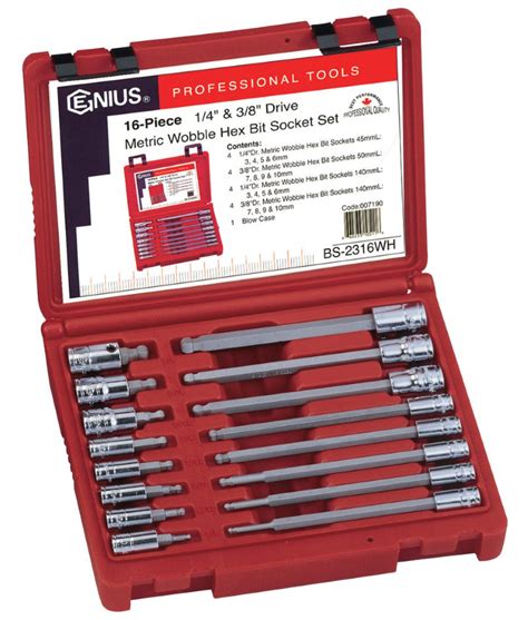 Piece Dr Metric Wobble Hex Bit Socket Set Genius