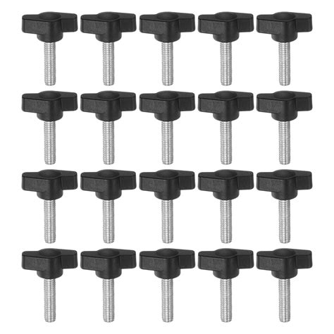 Uxcell 20 Packs M6 X 25mm Male Thread Tee Wing Knobs Thumb Screw