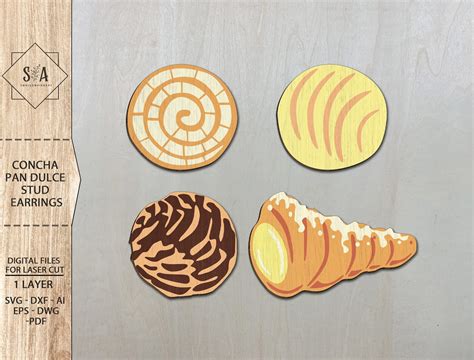 Concha Pan Dulce Stud Earrings Bundle Svg Talavera Earrings Etsy