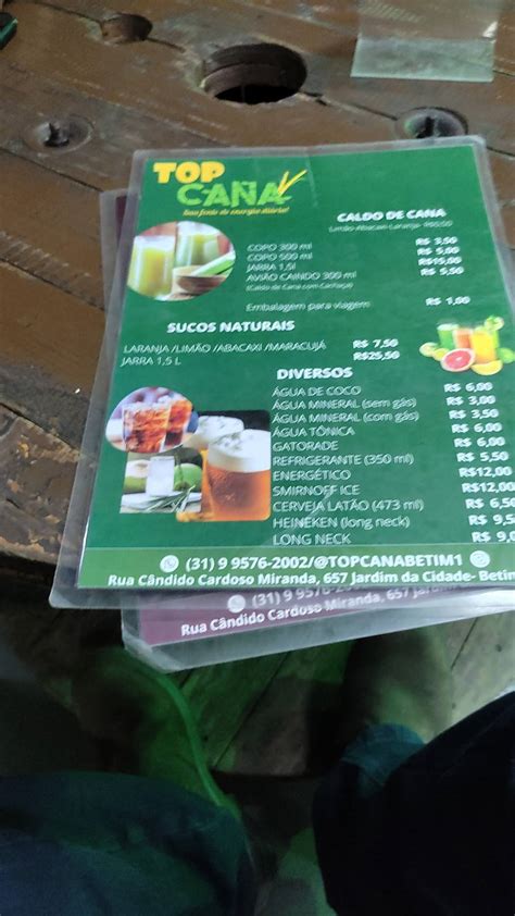 Menu Em Top Cana Betim Pub Bar Betim