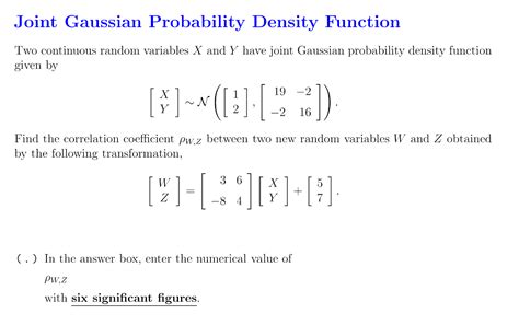 Solved Joint Gaussian Probability Density Function Two Chegg