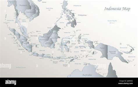 Mapa De Indonesia Divisi N Administrativa Con Nombres Blanco Papel