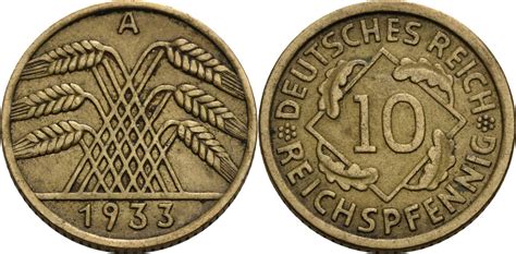 Weimarer Republik 10 Reichspfennig A Berlin 1933 Kleinmünzen ss MA Shops