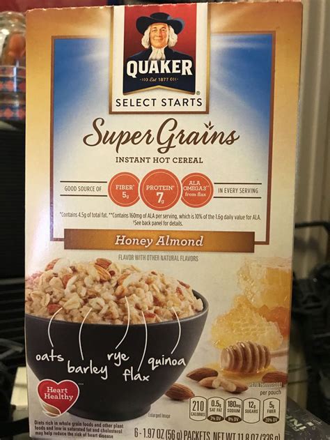 Quaker Select Starts Super Grains Instant Hot Cereal Honey Almond