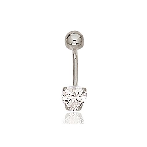 Piercing Nombril Or Blanc Carats Et Diamant Carat