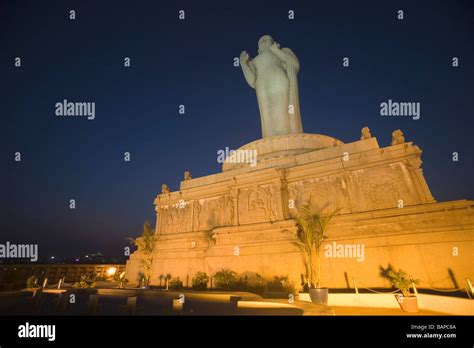 Low Angle View Of A Statue Of Buddha Hussain Sagar Hyderabad Andhra