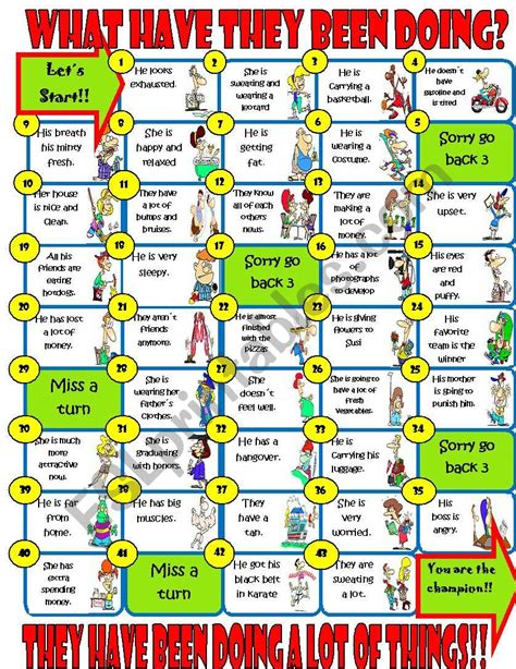 Present Perfect Continuous Board Game Esl Worksheet By Imelda