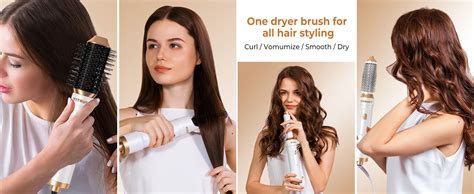 6 In 1 Blow Dryer Brush Curling Wand Hair Air Styling Tools Set Ionic With Massage Hot Air