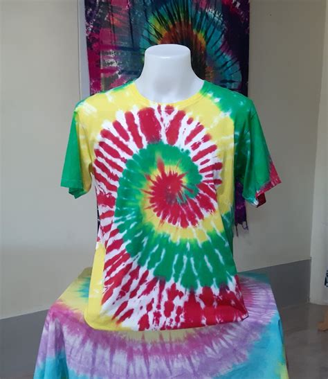 Rasta Reggae Tie Dye Spiral T Shirt Size Xl Etsy