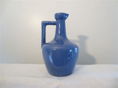Uhl Pottery Blue Stoneware Jug 7h