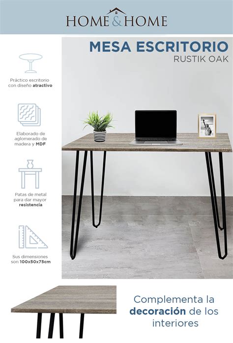 Mesa Escritorio Rustik Oak Gris X X Cm The Home Depot M Xico