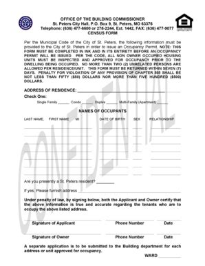 Fillable Online Stpetersmo Census Rental Form 10 30 13 With Fair