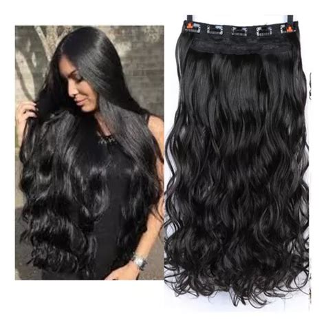 Extensiones De Cabello Seminatural Negro Semiondulado Cuotas Sin Inter S