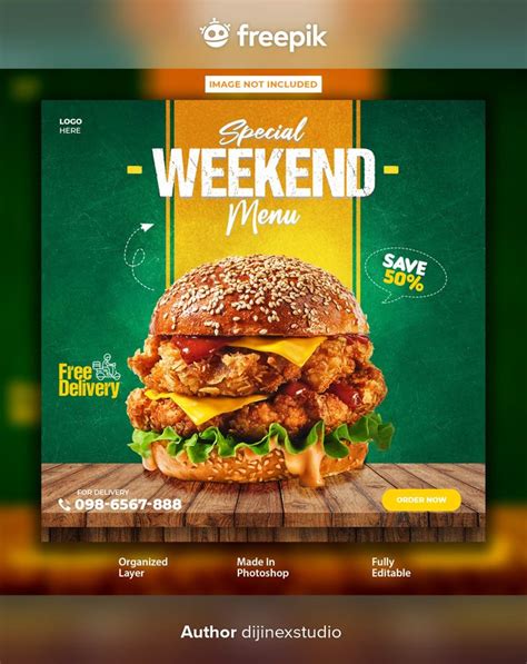 Premium PSD Super Delicious Food Burger Instagram Post Design