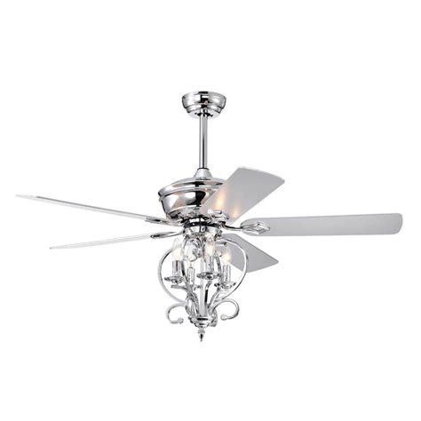 52 in. Indoor Silver 4-Lights Ceiling Fan with 5 Wood Blades, 3-Speed, Adjustable Height C ...