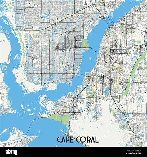 Cape Coral Florida Usa Map Poster Art Stock Vector Image And Art Alamy