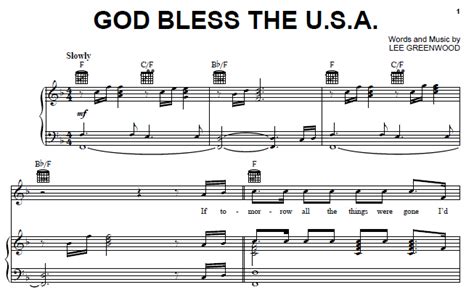 God Bless the USA Piano Sheet Music