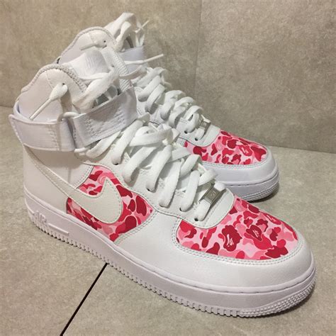 Custom Nike Air Force 1 High Bape Camo Pink