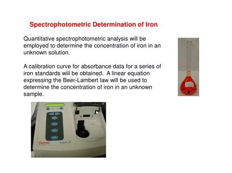 Ppt Spectrophotometric Determination Of Iron Powerpoint Presentation