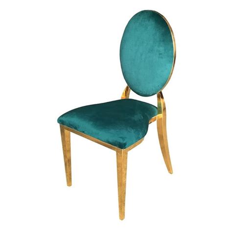 Luxury Modern Gold Stainless Steel Round Back Dining Banquet Chair For