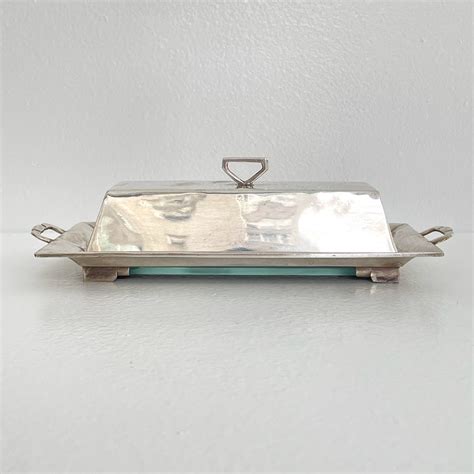 Sterling Silver And Glass Butter Dish