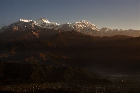 Travel Photography Nepal Sunrise Over Annapurna Range View From